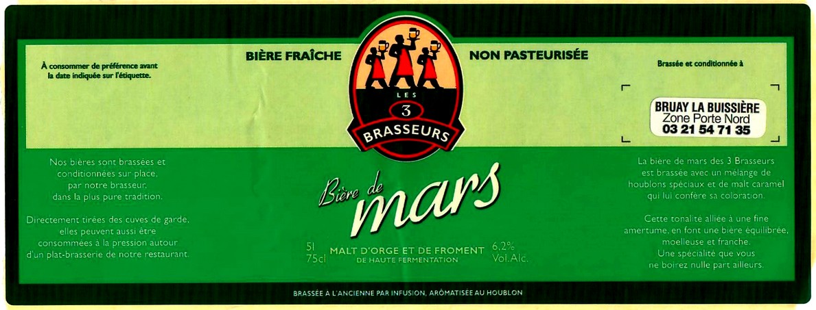 etiquette BRASSERIE LES 3 BRASSEURS LILLE 19