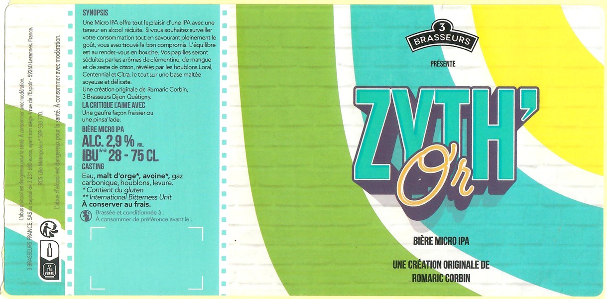 Etiquette BRASSERIE LES 3 BRASSEURS LILLE 191