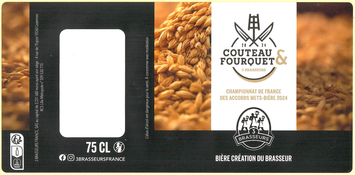 Etiquette BRASSERIE LES 3 BRASSEURS LILLE 192