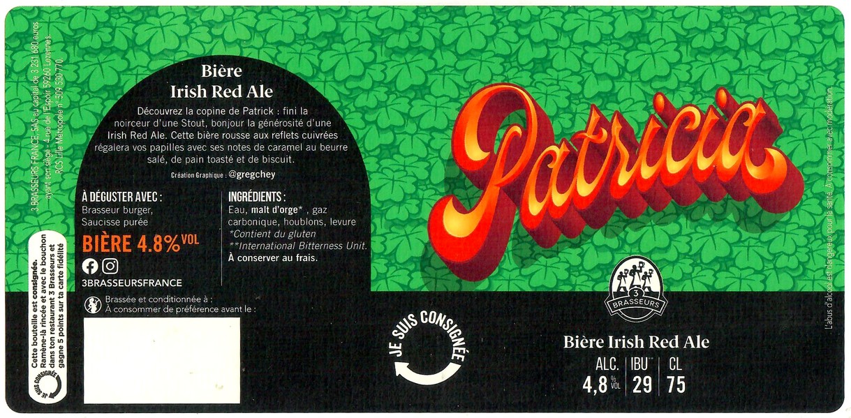 Etiquette BRASSERIE LES 3 BRASSEURS LILLE 197