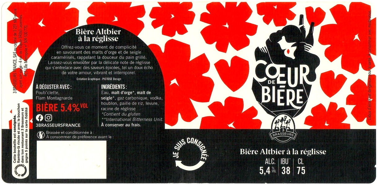 Etiquette BRASSERIE LES 3 BRASSEURS LILLE 199