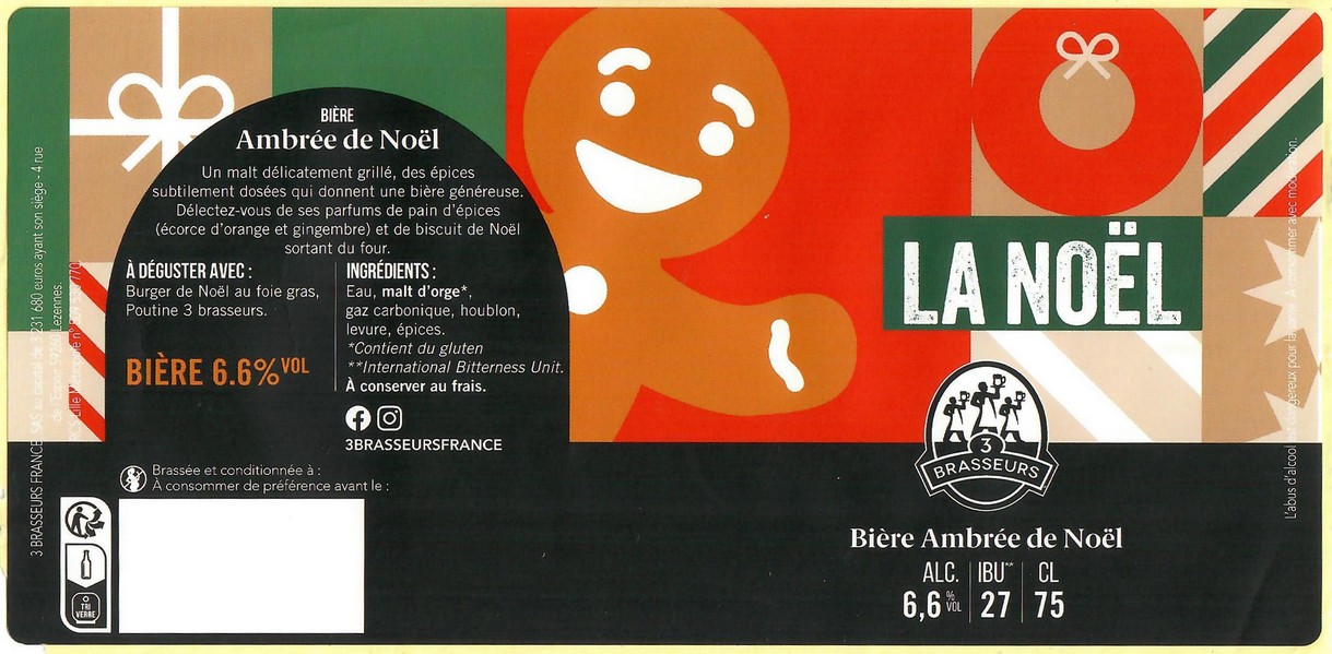 Etiquette BRASSERIE LES 3 BRASSEURS 202