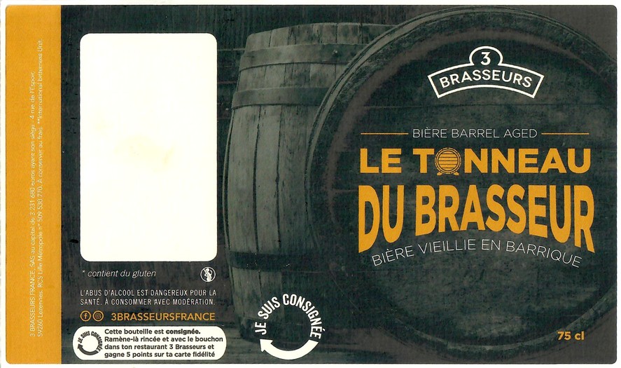 Etiquette BRASSERIE LES 3 BRASSEURS LILLE 206