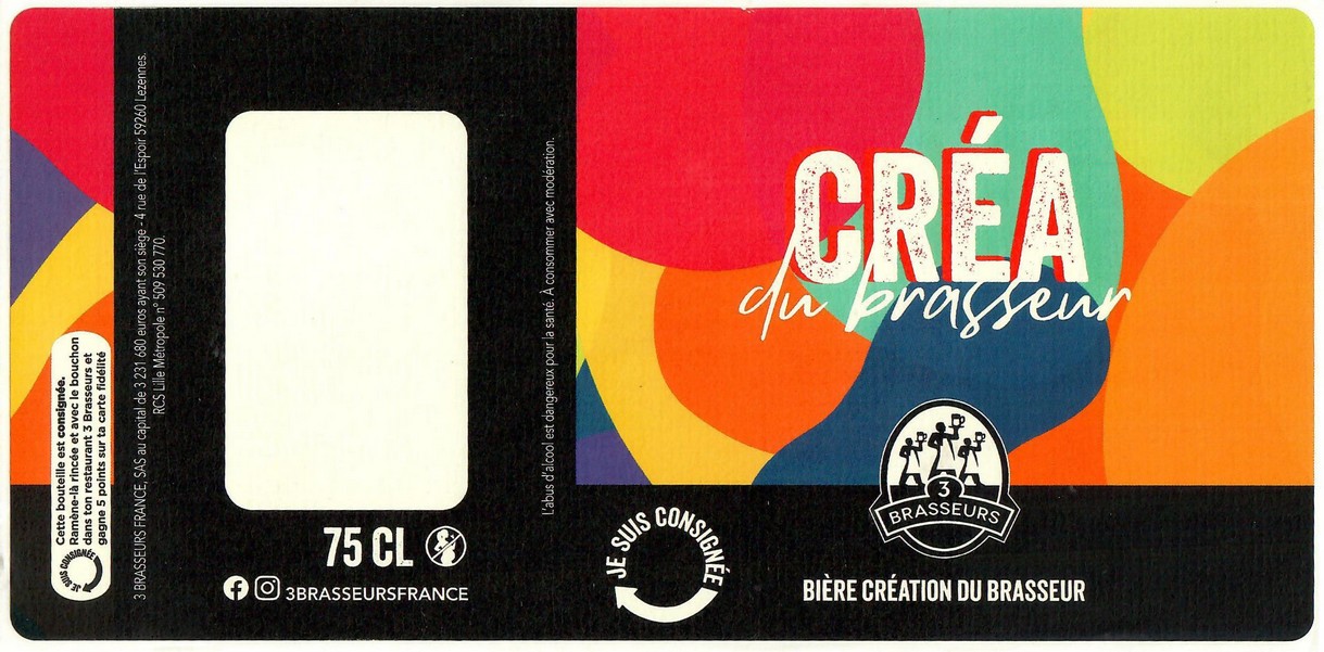 Etiquette BRASSERIE LES 3 BRASSEURS LILLE 207