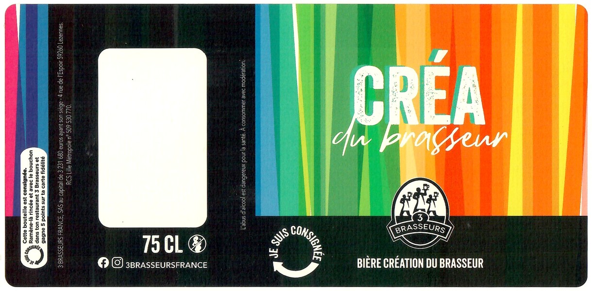 Etiquette BRASSERIE LES 3 BRASSEURS LILLE 208