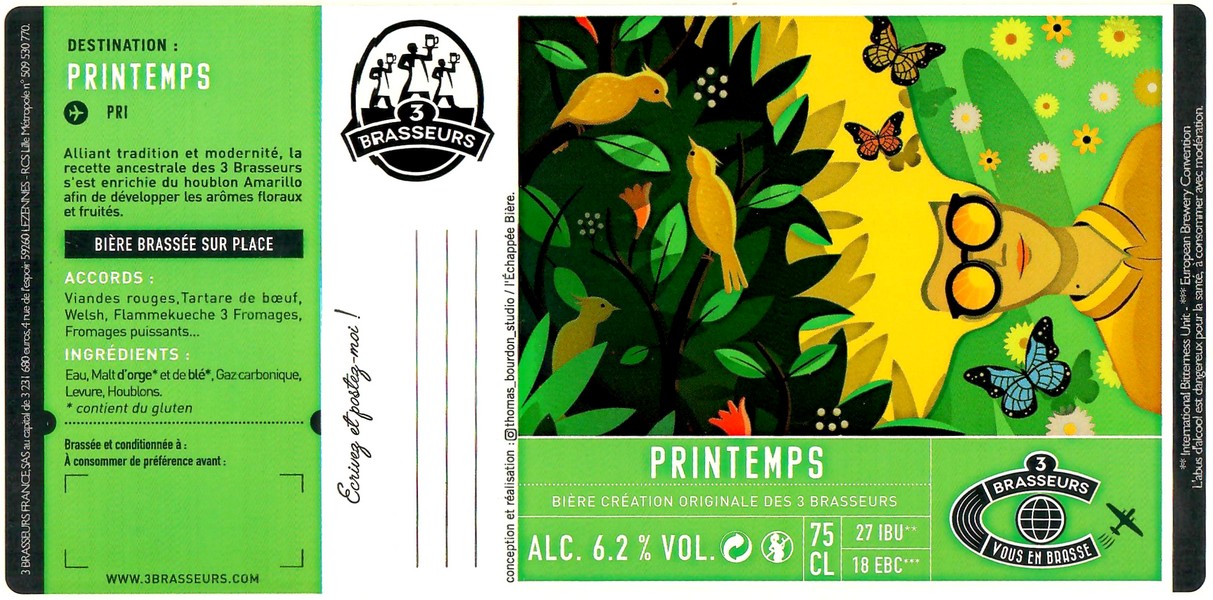 Etiquette BRASSERIE LES 3 BRASSEURS LILLE 213