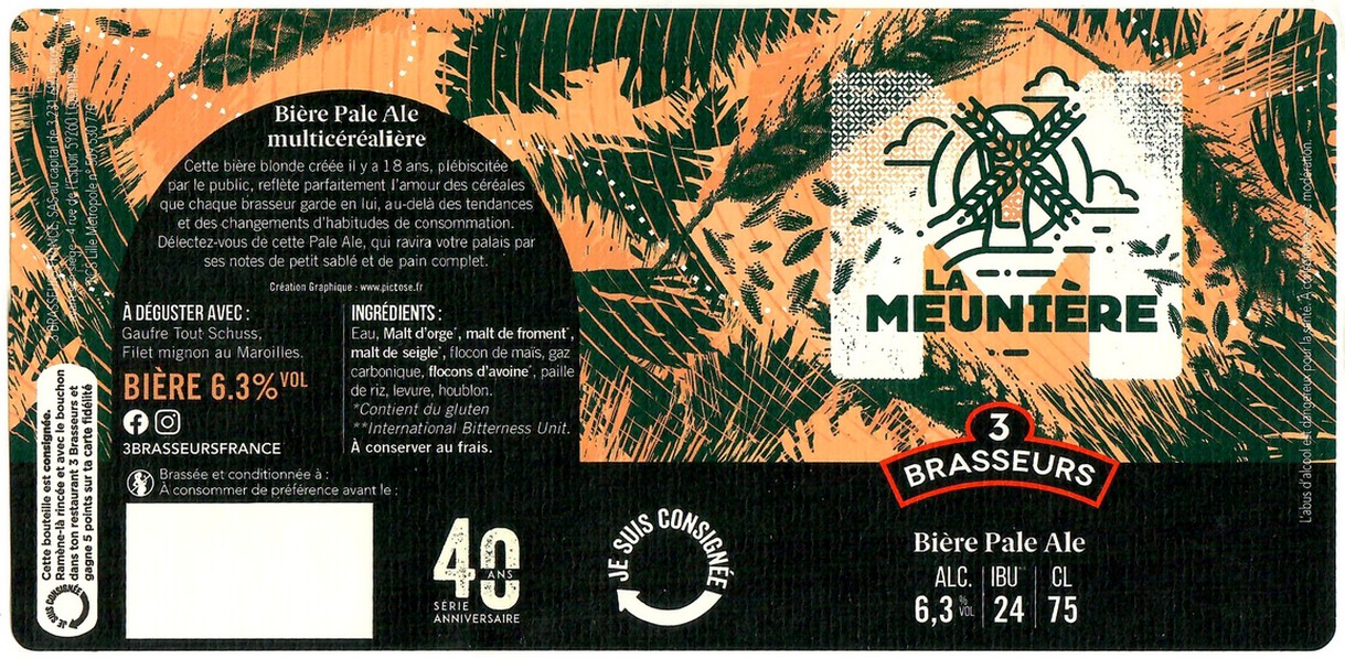 Etiquette BRASSERIE LES 3 BRASSEURS LILLE 216