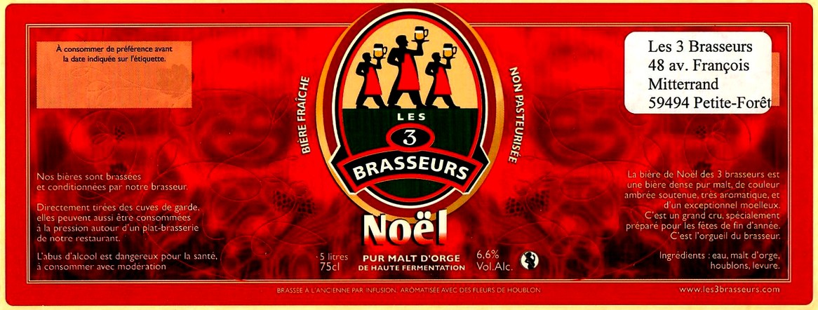 etiquette BRASSERIE LES 3 BRASSEURS LILLE 24