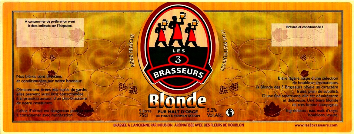 etiquette BRASSERIE LES 3 BRASSEURS LILLE 29
