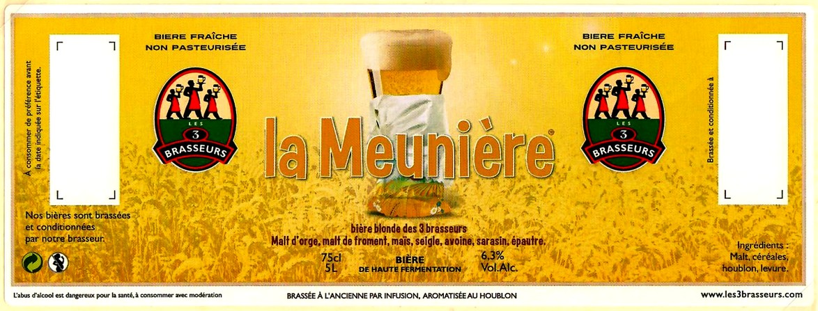 etiquette BRASSERIE LES 3 BRASSEURS LILLE 30