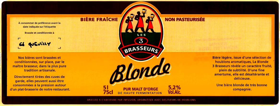 etiquette BRASSERIE LES 3 BRASSEURS LILLE 33