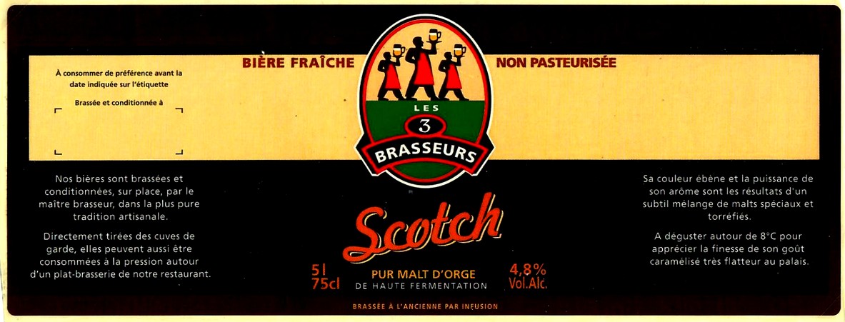 etiquette BRASSERIE LES 3 BRASSEURS LILLE 34