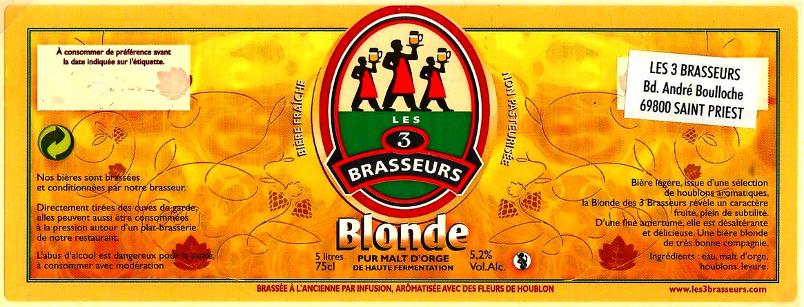 etiquette BRASSERIE LES 3 BRASSEURS LILLE 37