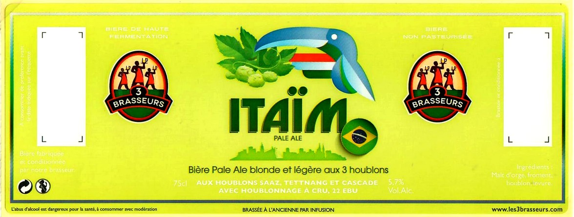 etiquette BRASSERIE LES 3 BRASSEURS LILLE 44