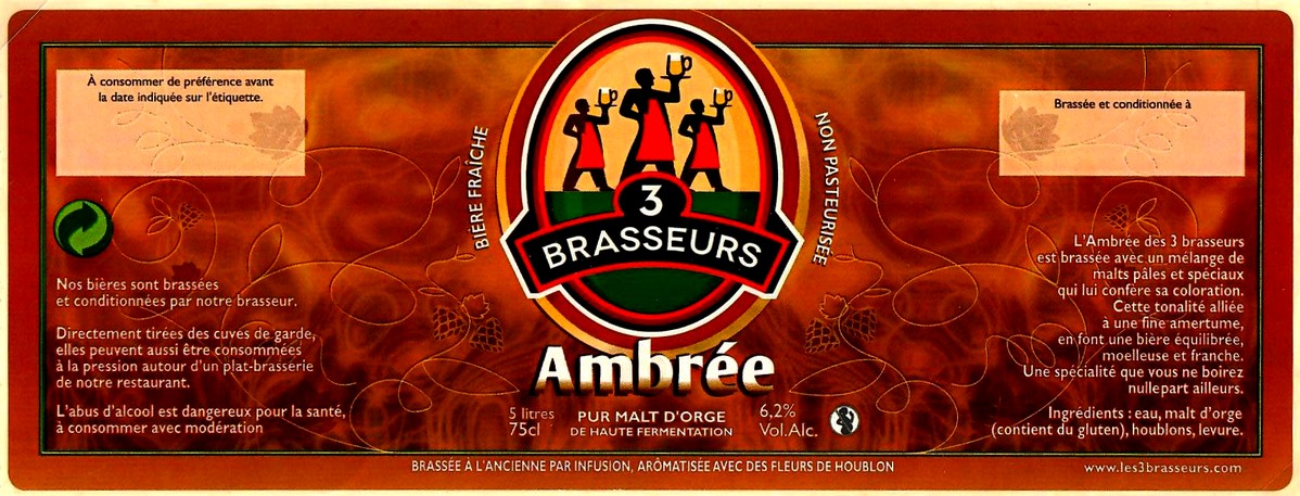 etiquette BRASSERIE LES 3 BRASSEURS LILLE 45