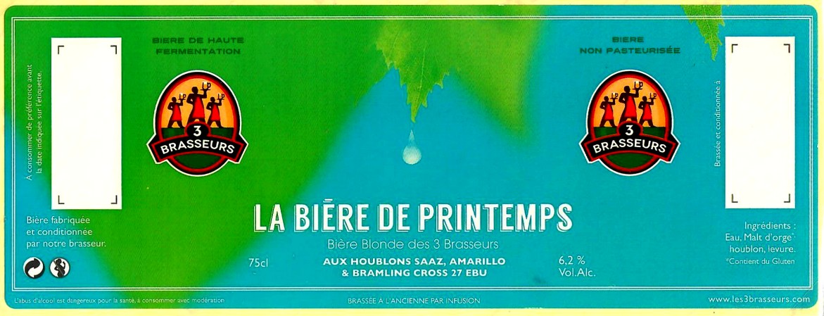 etiquette BRASSERIE LES 3 BRASSEURS LILLE 57