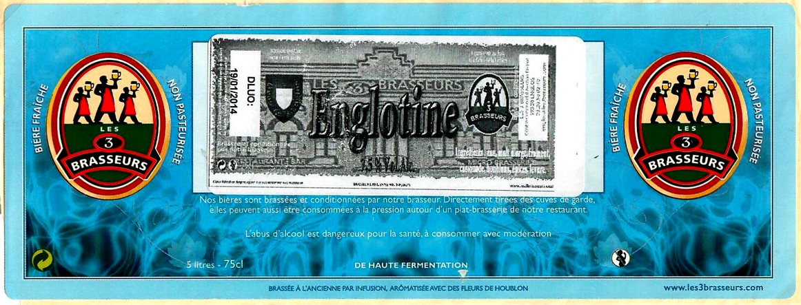 etiquette BRASSERIE LES 3 BRASSEURS LILLE 60