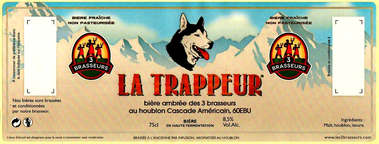 etiquette BRASSERIE LES 3 BRASSEURS LILLE 68