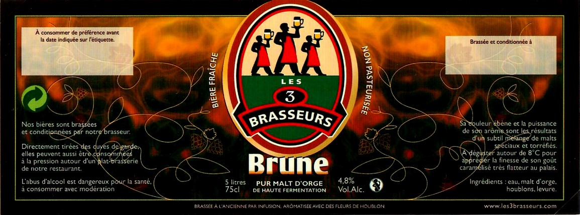 etiquette BRASSERIE LES 3 BRASSEURS LILLE 70