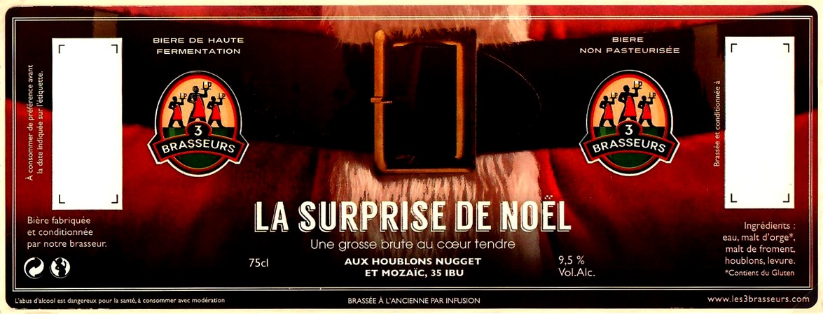 etiquette BRASSERIE LES 3 BRASSEURS LILLE 74