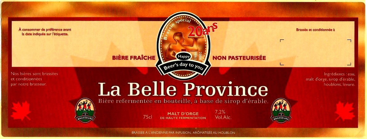 etiquette BRASSERIE LES 3 BRASSEURS LILLE 75