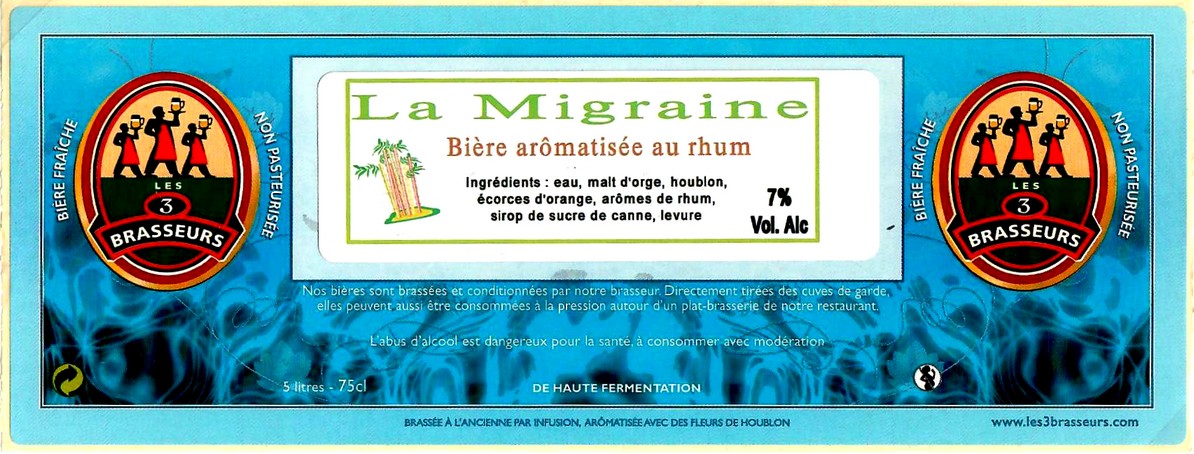 etiquette BRASSERIE LES 3 BRASSEURS LILLE 79