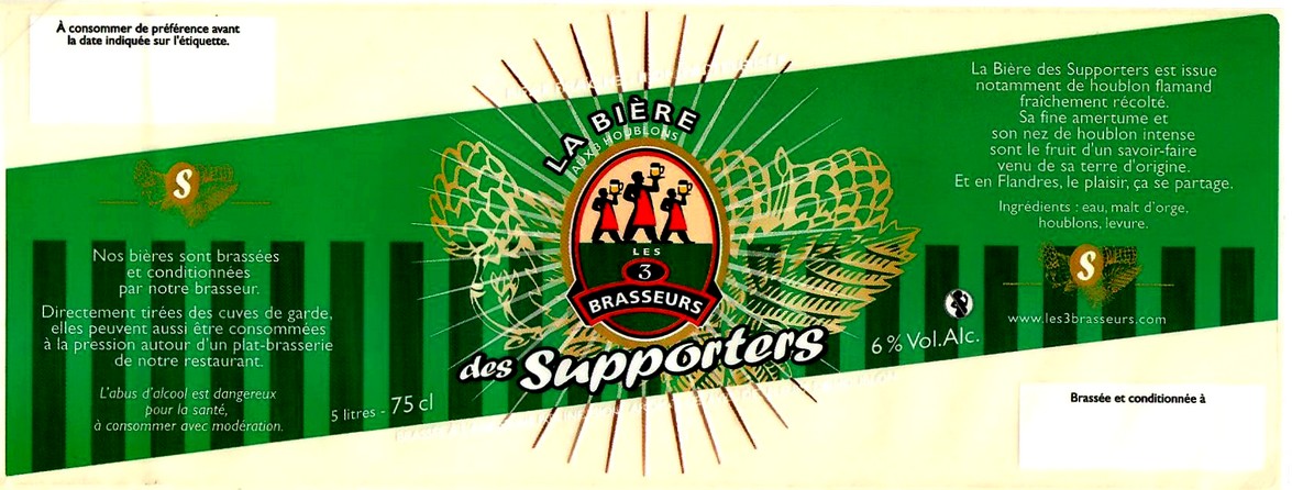 etiquette BRASSERIE LES 3 BRASSEURS LILLE 83