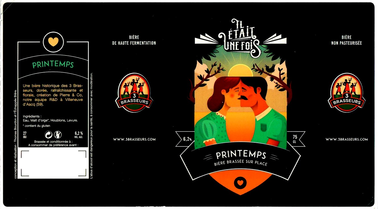 etiquette BRASSERIE LES 3 BRASSEURS LILLE 86