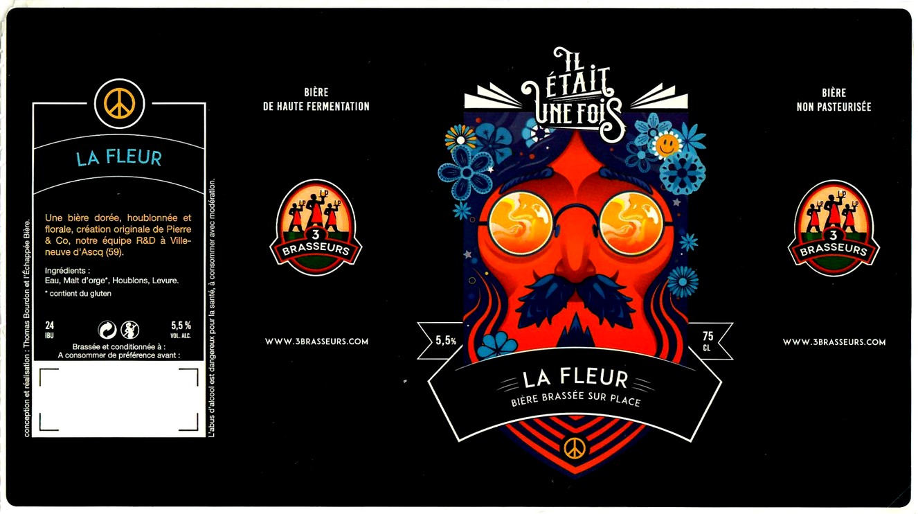 etiquette BRASSERIE LES 3 BRASSEURS LILLE 88