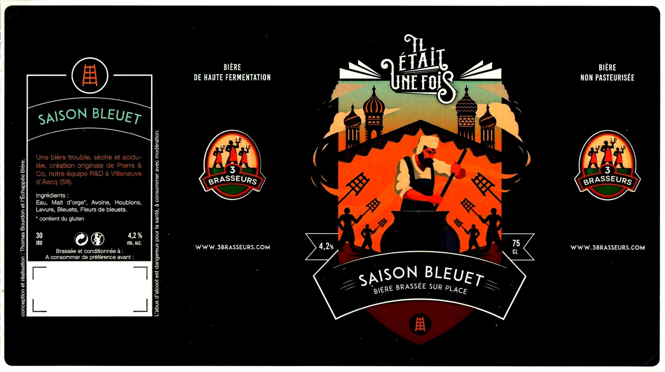 etiquette BRASSERIE LES 3 BRASSEURS LILLE 89