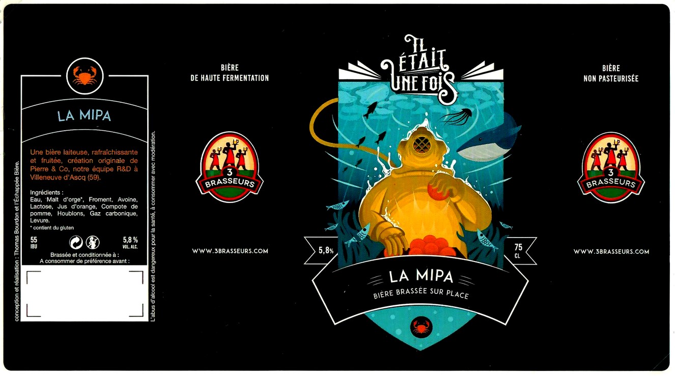 etiquette BRASSERIE LES 3 BRASSEURS LILLE 91