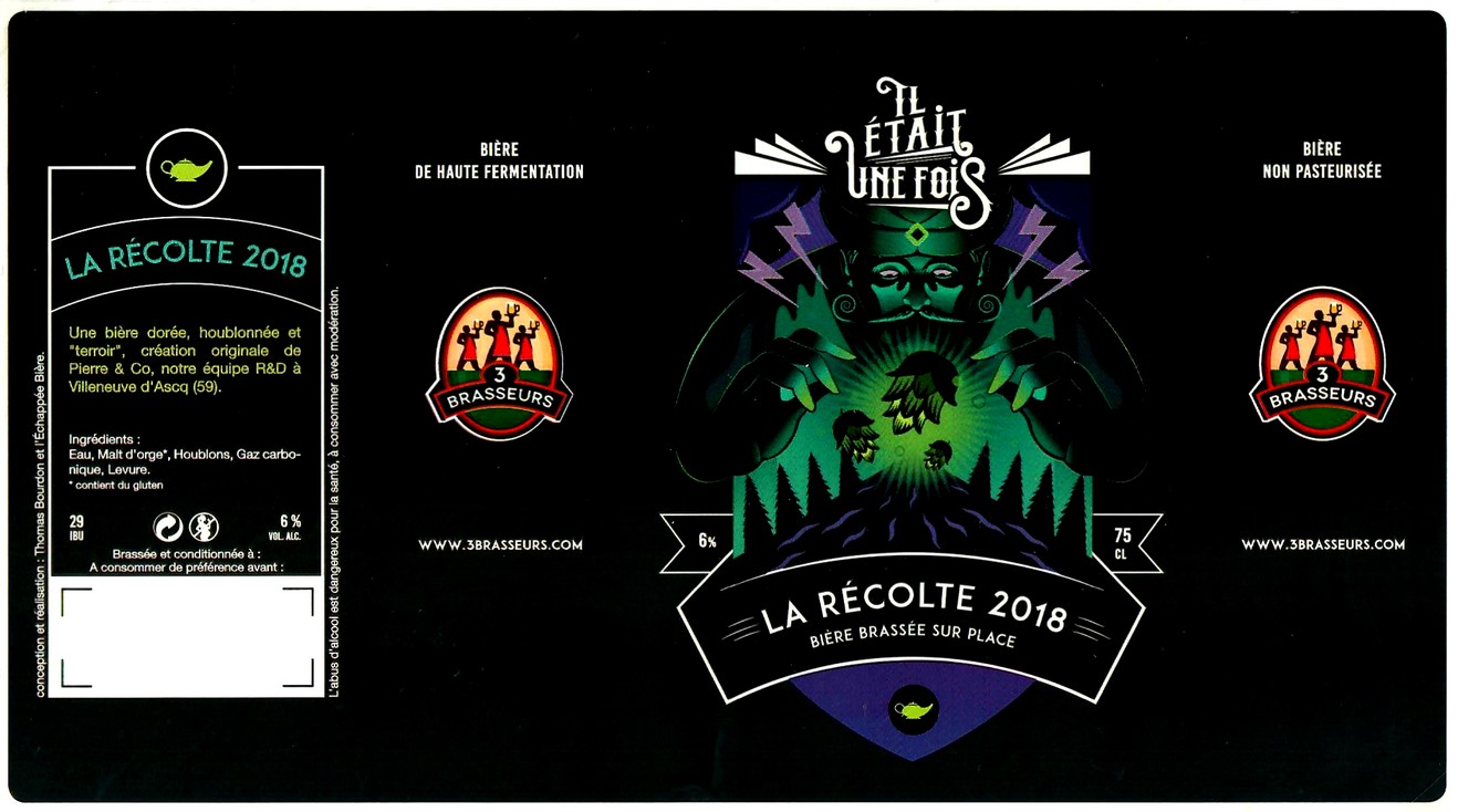 etiquette BRASSERIE LES 3 BRASSEURS LILLE 93