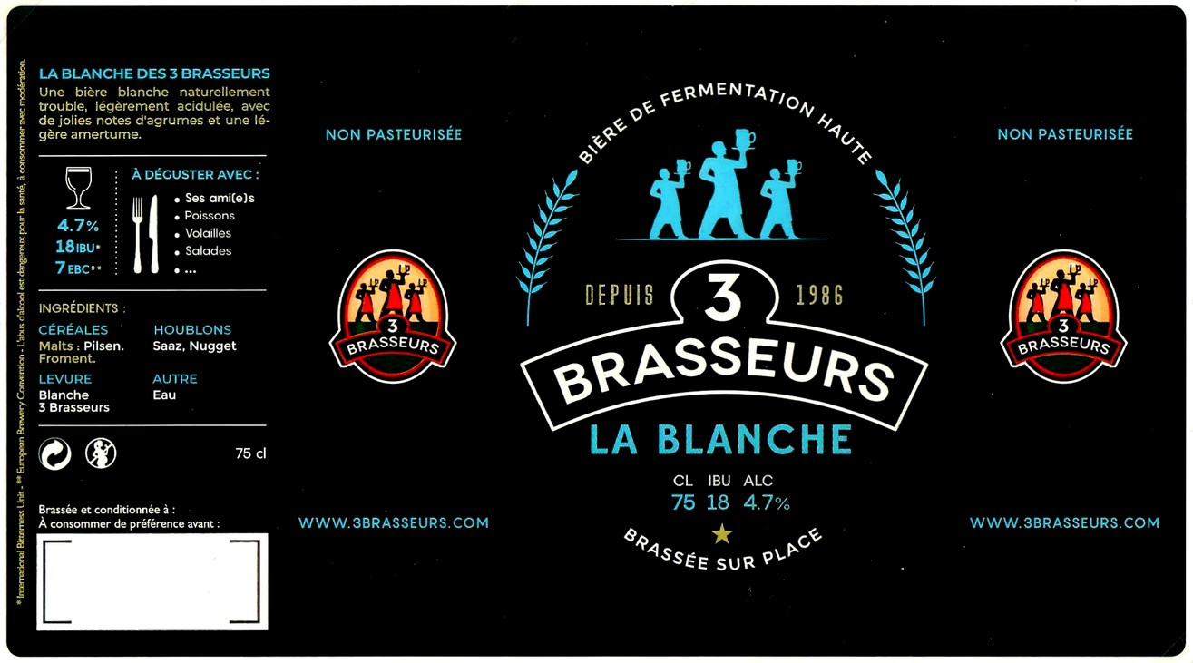 etiquette BRASSERIE LES 3 BRASSEURS LILLE 98