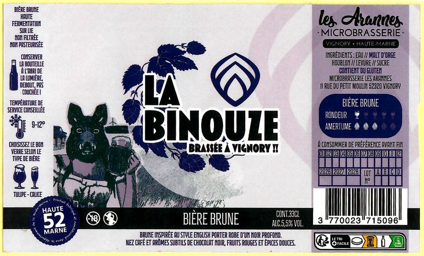 Etiquette BRASSERIE LES ARANNES 20