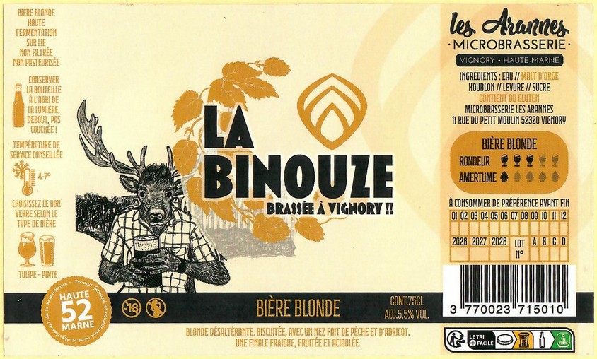 Etiquette BRASSERIE LES ARANNES 21