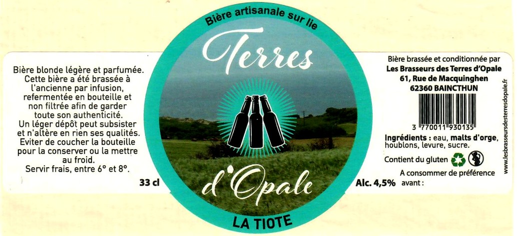 etiquette BRASSERIE LES BRASSEURS DES TERRES D'OPALE 08