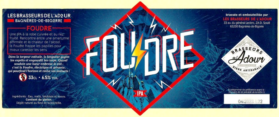 Etiquette BRASSERIE LES BRASSEURS DE L'ADOUR 08