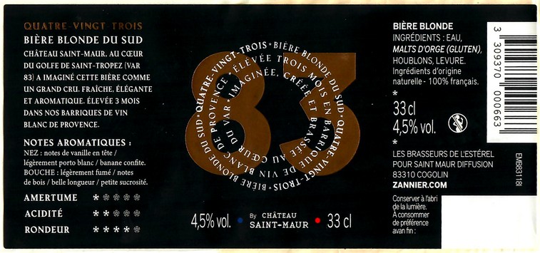 Etiquette BRASSERIE LES BRASSEURS DE L'ESTEREL 19