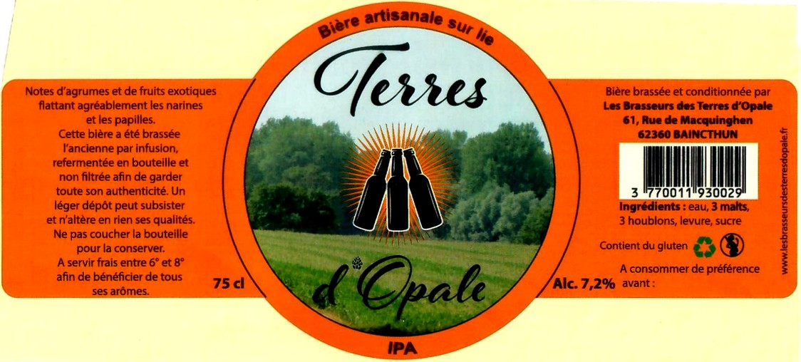 Etiquette BRASSERIE LES BRASSEURS DES TERRES D'OPALE 11