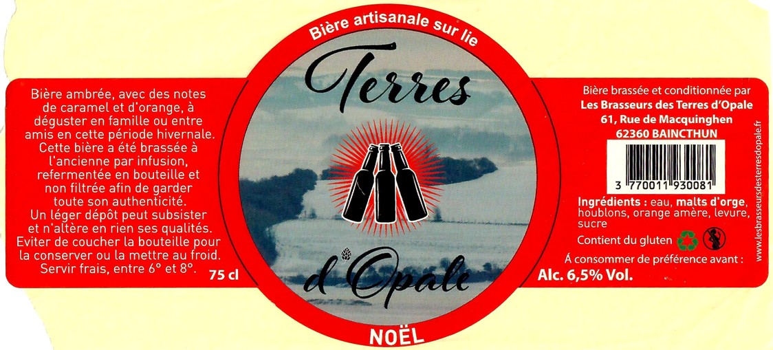 Etiquette BRASSERIE LES BRASSEURS DES TERRES D'OPALE 19