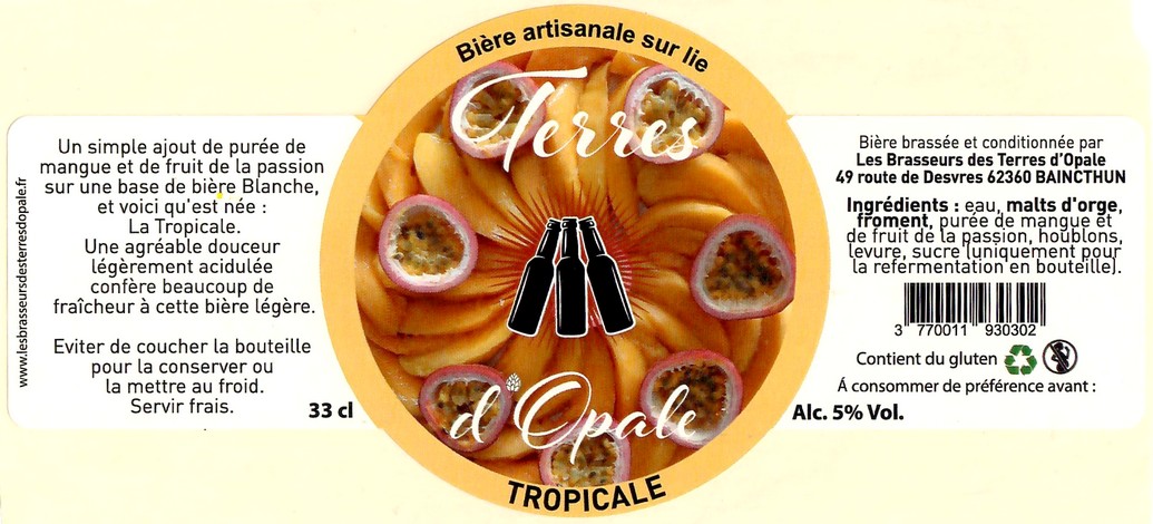 Etiquette BRASSERIE LES BRASSEURS DES TERRES D'OPALE 22