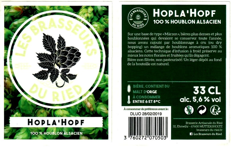 etiquette BRASSERIE LES BRASSEURS DU RIED 08