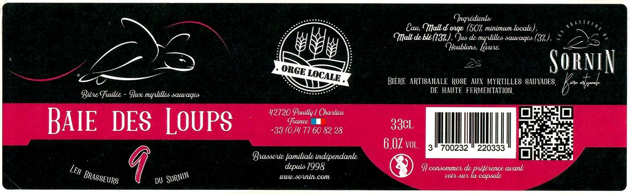 Etiquette BRASSERIELES BRASSEURS DU SORNIN 113