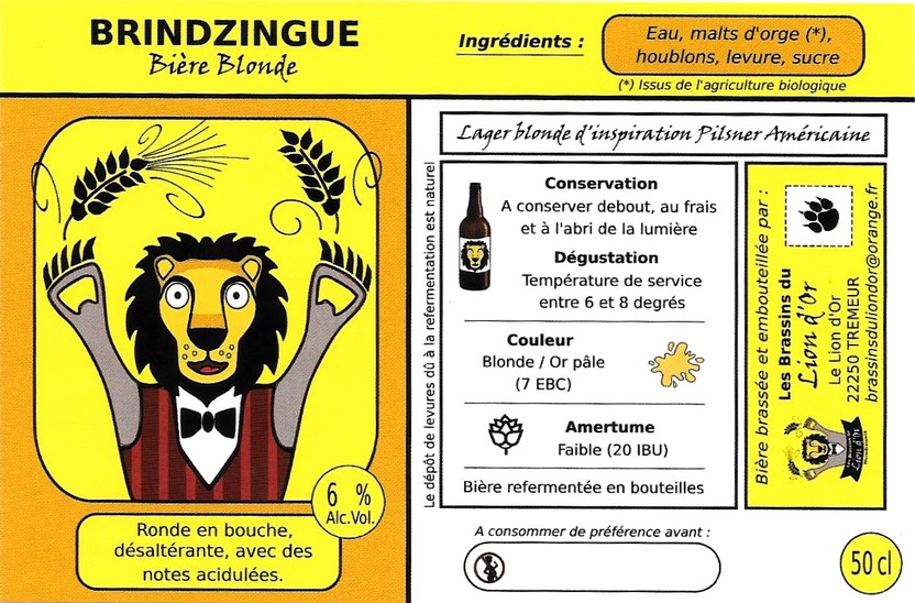 etiquette BRASSERIE LES LIONS D'OR 01