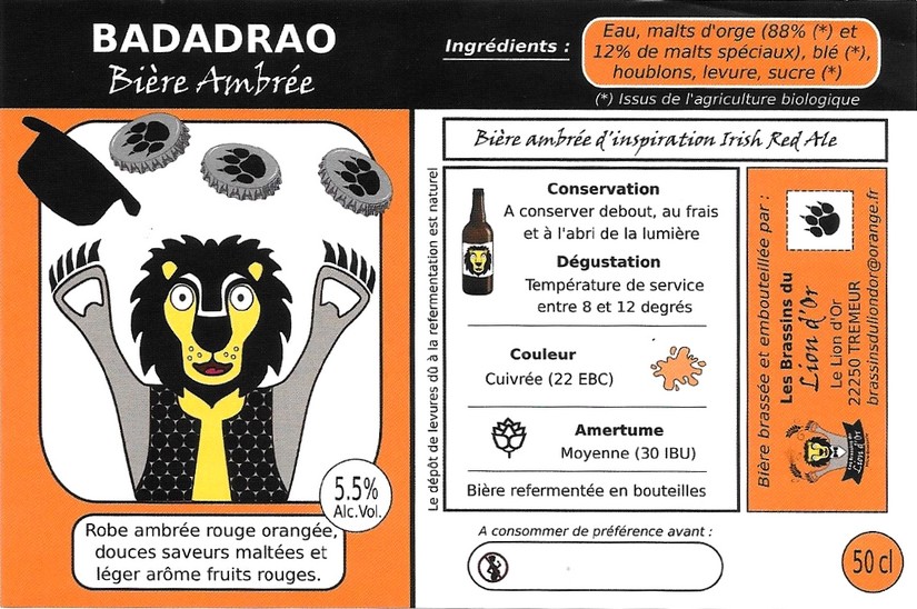 etiquette BRASSERIE LES LIONS D'OR 02