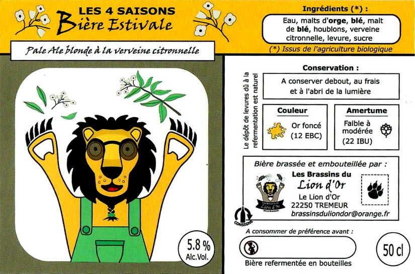 Etiquette BRASSERIE LES LIONS D'OR 07