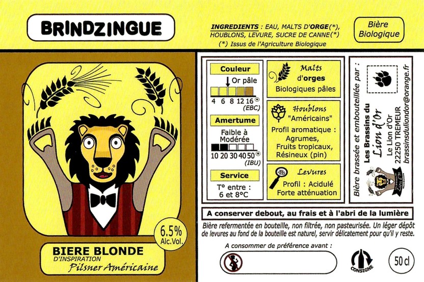 Etiquette BRASSERIE LES BRASSINS DU LION D'OR 16