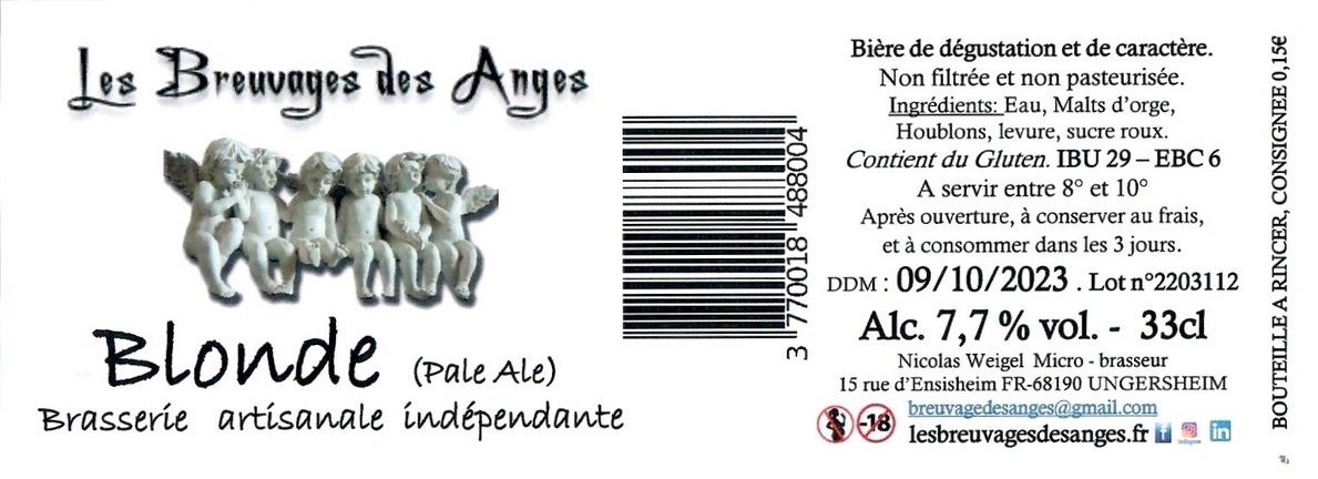 Etiquette BRASSERIE LES BREUVAGES DES ANGES 11