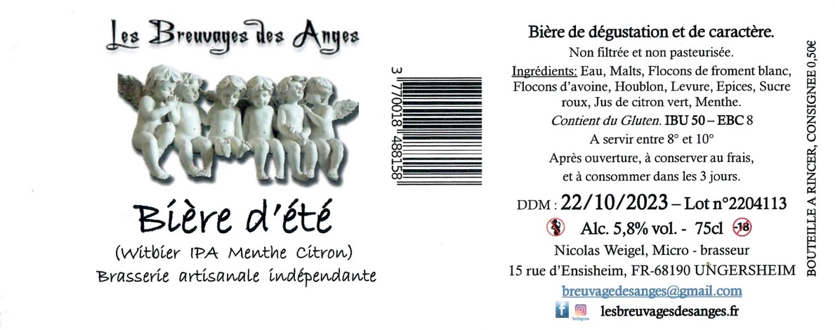 Etiquette BRASSERIE LES BREUVAGES DES ANGES 15