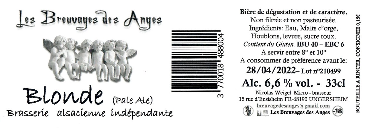 Etiquette BRASSERIE LES BREUVAGES DES ANGES 18